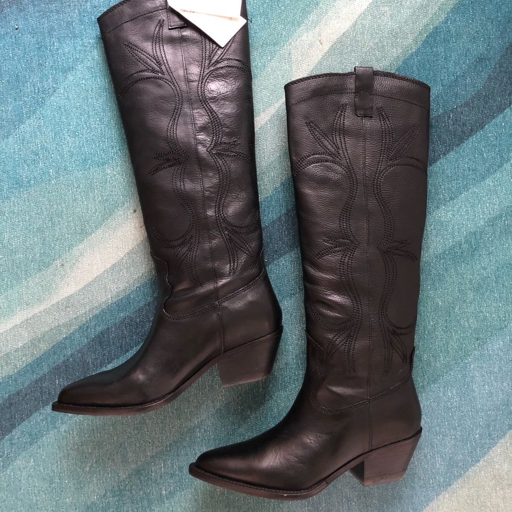 Mango leather western boots - NEW